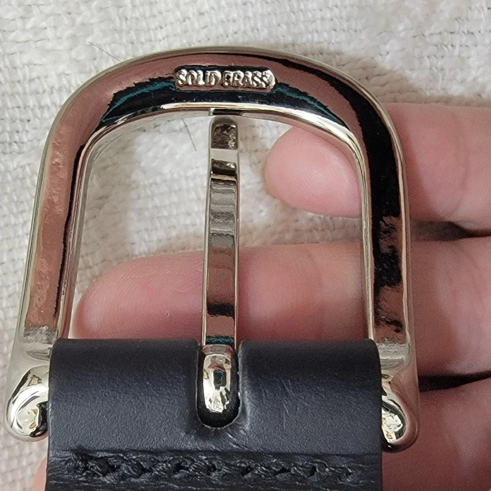 YRI Mens Belt Black Canvas Red Ram Design Solid Brass Buckle Made in USA‎ 38/95